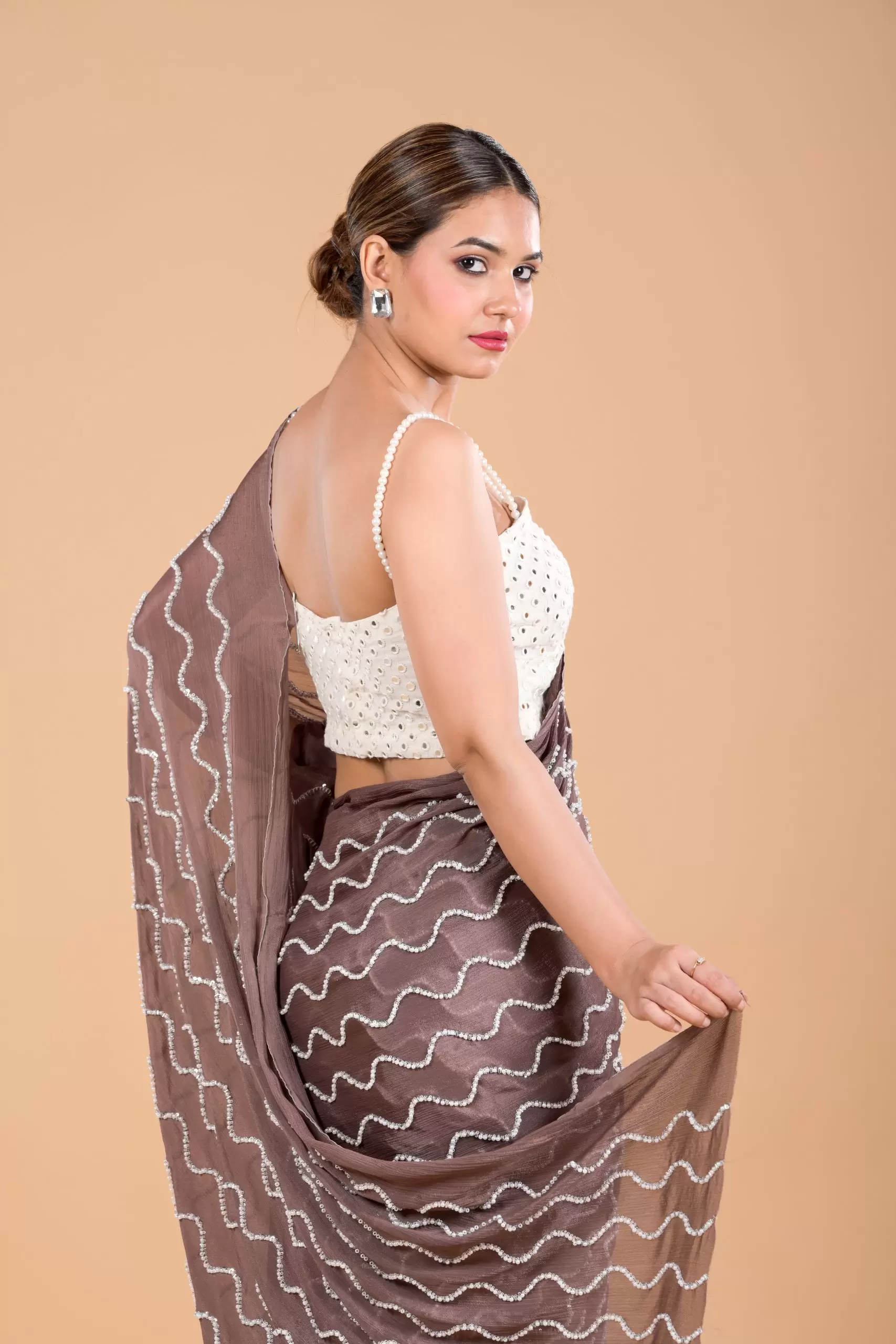 Brown Cocktail saree