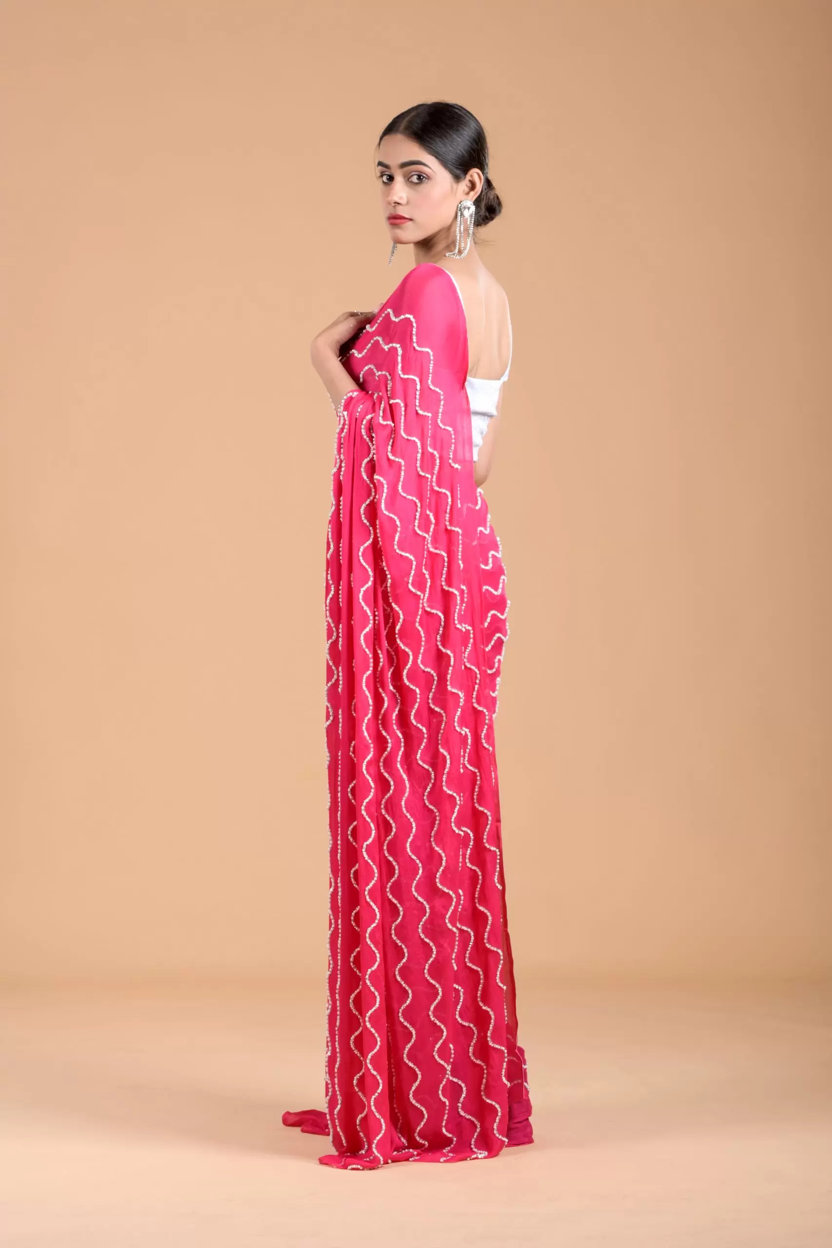 Hot Pink Cocktail Saree