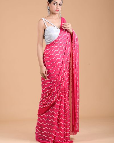 Hot Pink Cocktail Saree