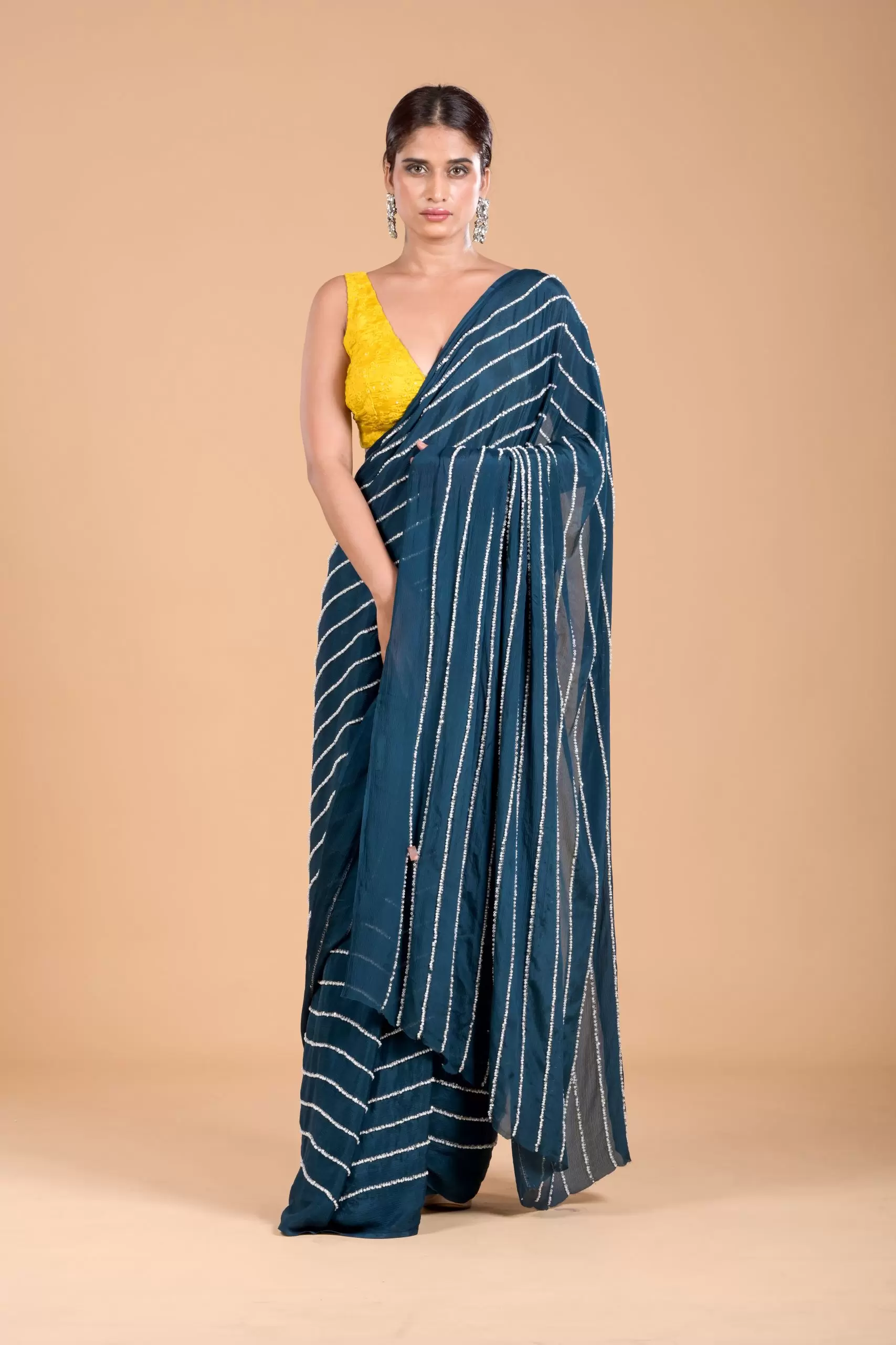 Teal Blue Cocktail Saree