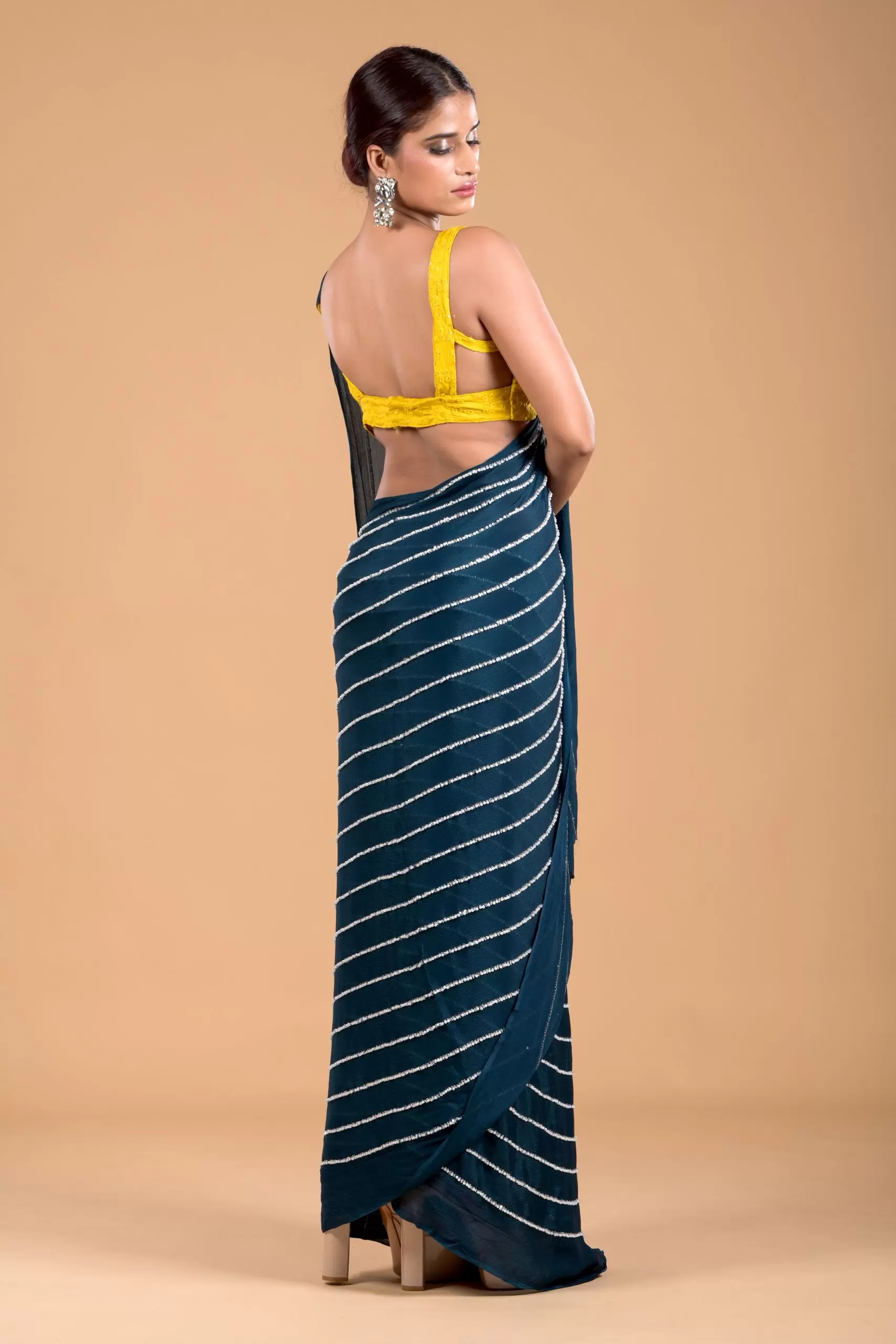 Teal Blue Cocktail Saree