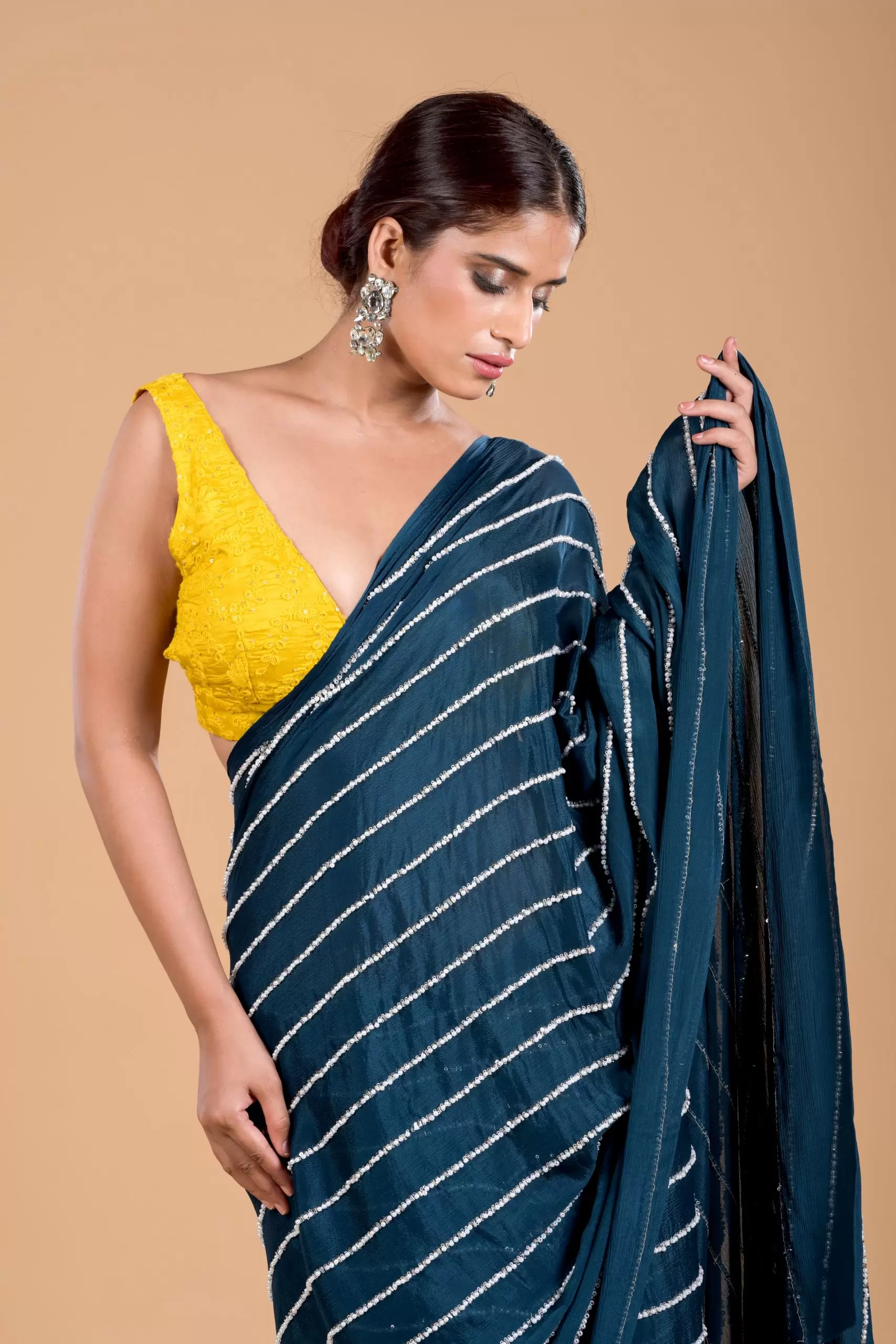 Teal Blue Cocktail Saree