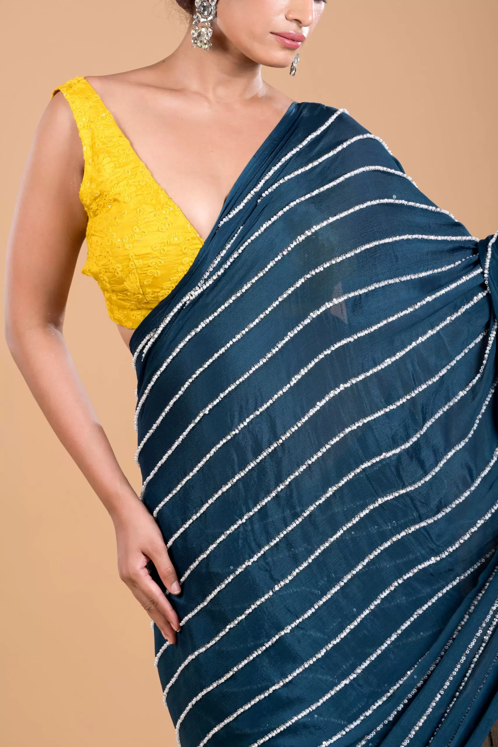 Teal Blue Cocktail Saree