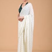 Ivory White Cocktail Saree