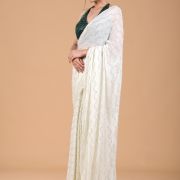 Ivory White Cocktail Saree