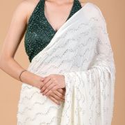 Ivory White Cocktail Saree