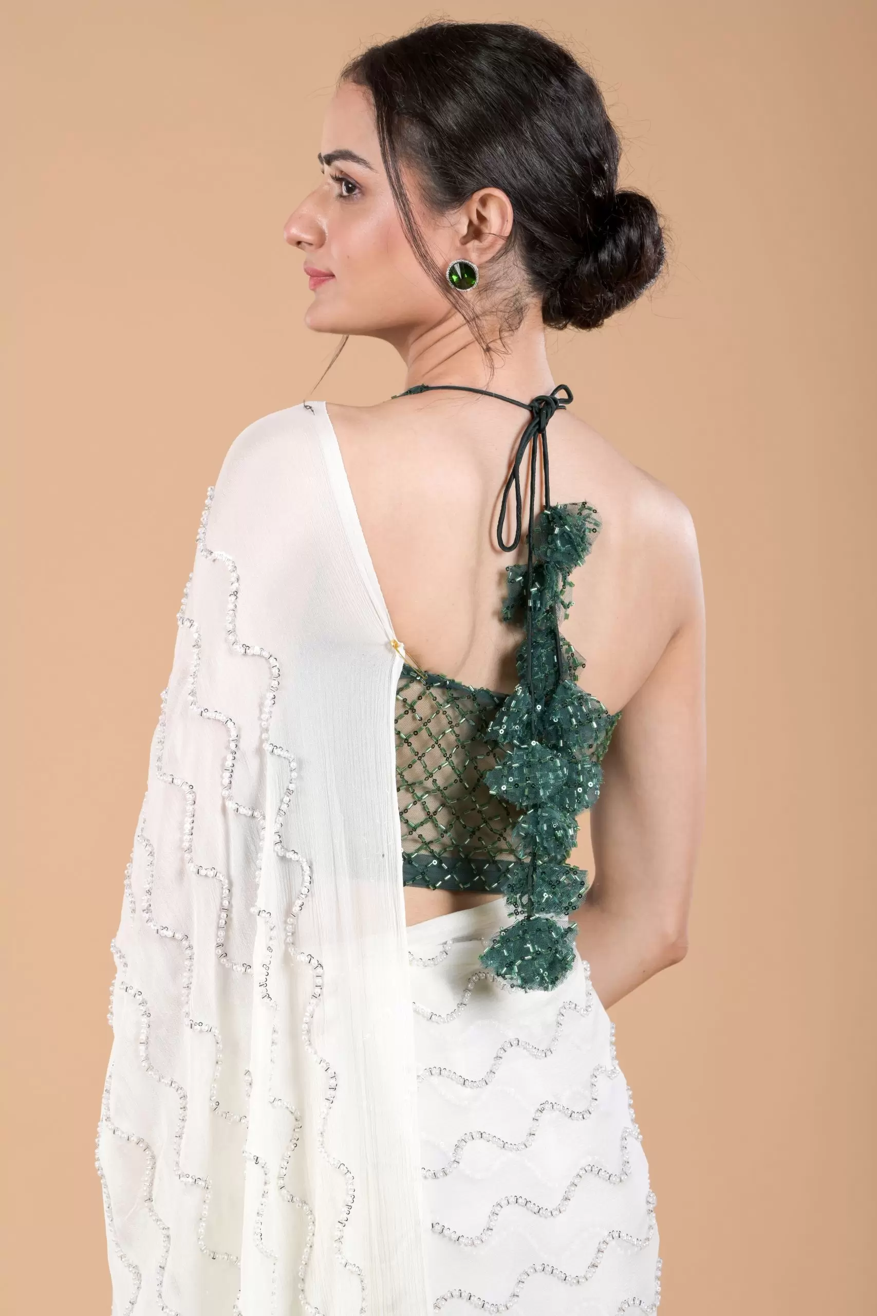 Ivory White Cocktail Saree