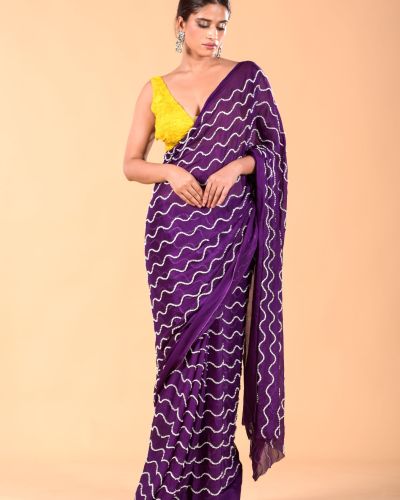 Bright Purple Cocktail Saree