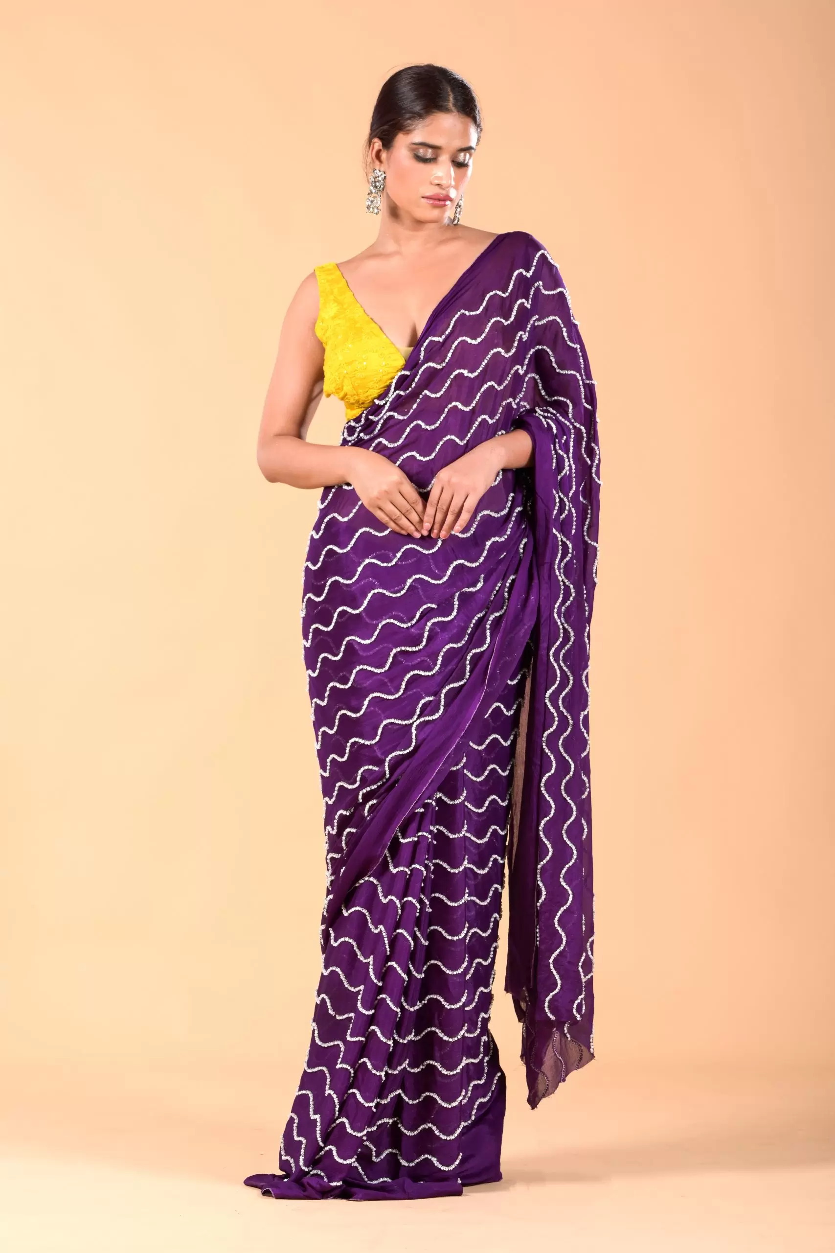 Bright Purple Cocktail Saree