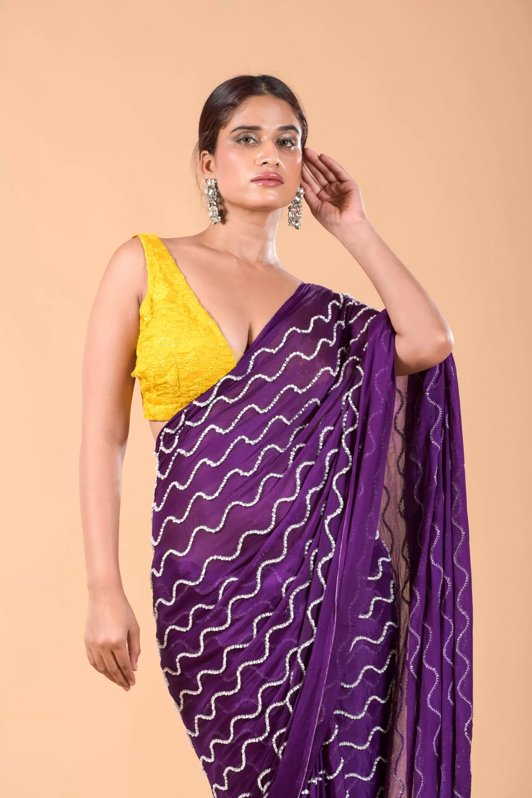 Bright Purple Cocktail Saree