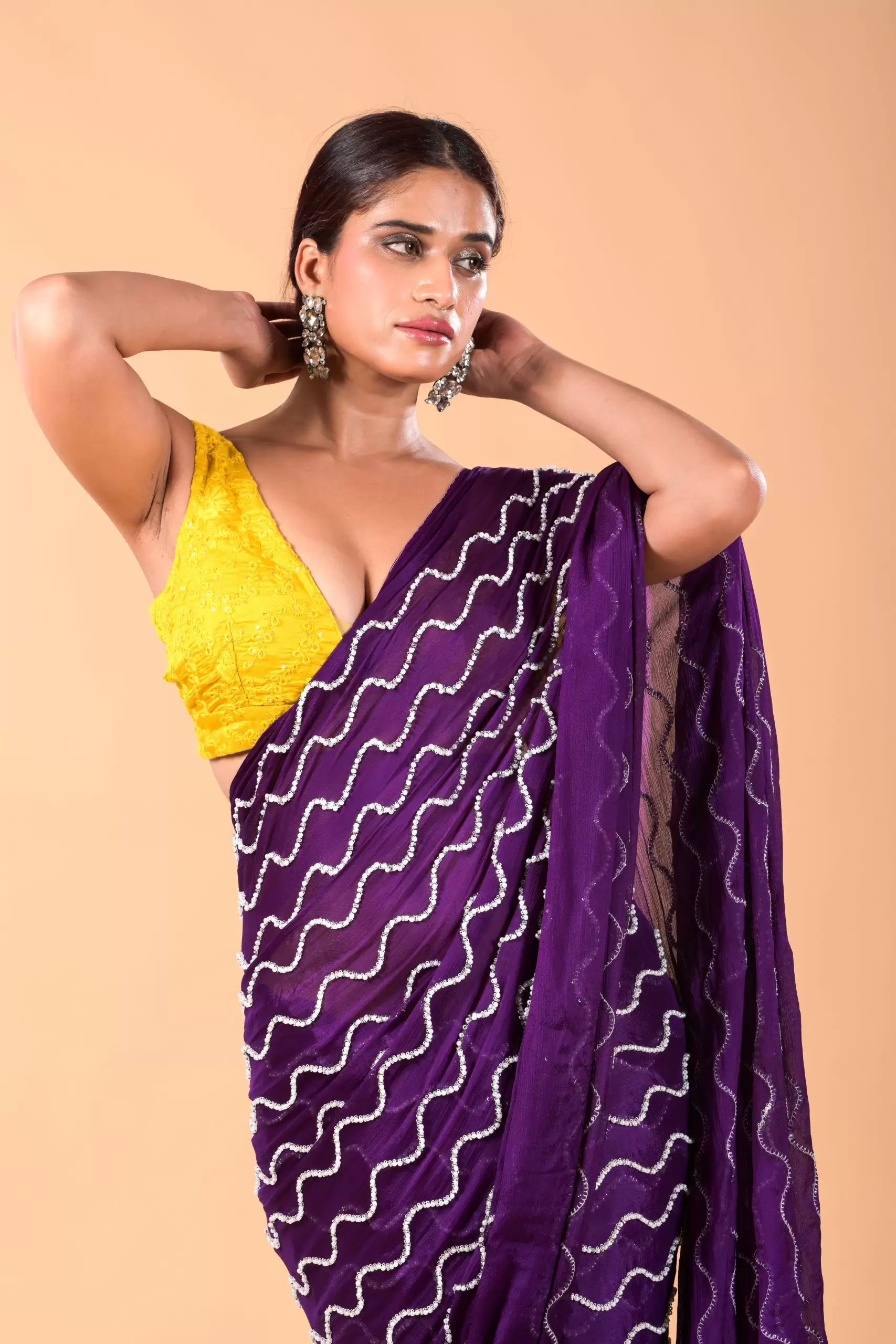 Bright Purple Cocktail Saree