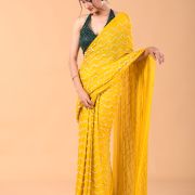 Mustard Yellow Cocktail Saree