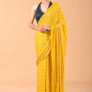 Mustard Yellow Cocktail Saree