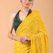 Mustard Yellow Cocktail Saree