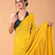 Mustard Yellow Cocktail Saree