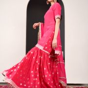 Surkh Pink Sharara Suit with Embroidered Detailing