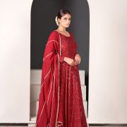 Sargi Red Anarkali Gown with Sequined Detailing