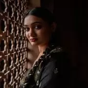 Black Drape Dhoti skirt & blouse with Gajji silk Jacket with hand embroidered Collar & belt