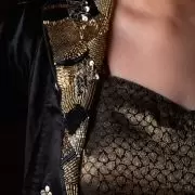 Black Drape Dhoti skirt & blouse with Gajji silk Jacket with hand embroidered Collar & belt