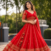 Red Bridal Maharani Lehenga