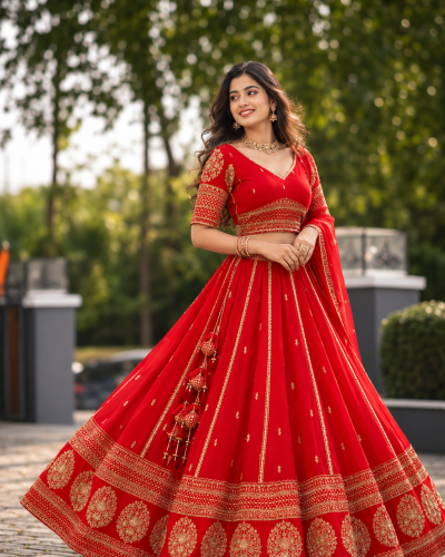 Red Bridal Maharani Lehenga