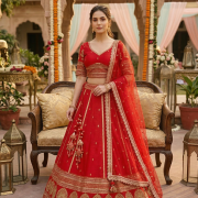 Red Bridal Maharani Lehenga