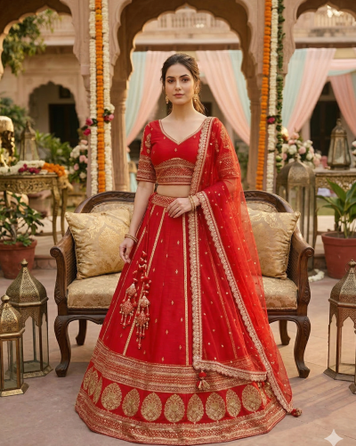 Red Bridal Maharani Lehenga