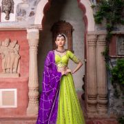 Royal Blue Maharani Lehenga with Zari Embroidery & Cyan Dupatta