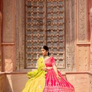 Ivory Maharani Lehenga with zari embroidery & Rust Orange Dupatta