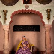 Purple Maharani Lehenga with Heavy Embroidery & Mustard yellow Dupatta