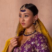 Purple Maharani Lehenga with Heavy Embroidery & Mustard yellow Dupatta