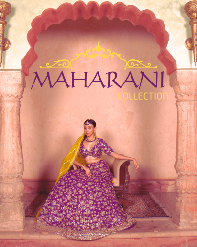 Purple Maharani Lehenga with Heavy Embroidery & Mustard yellow Dupatta