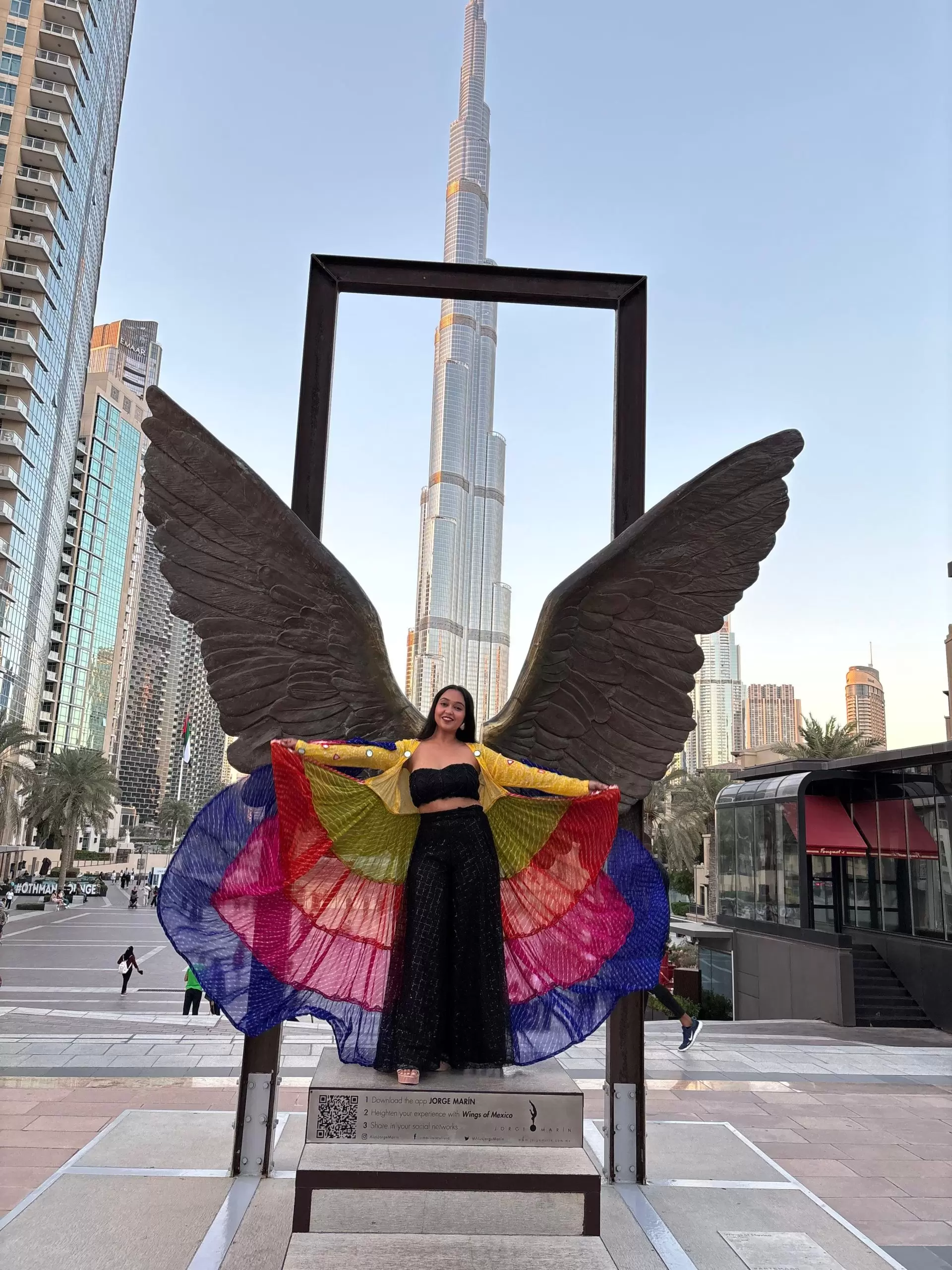 Leheriya multi coloured full flare shrug with mirror work detailing