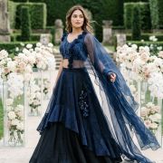 Shimmer blue cocktail custom lehenga