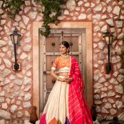 Multi colour patchwork Golden Tissue silk Lehenga set