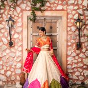 Multi colour patchwork Golden Tissue silk Lehenga set