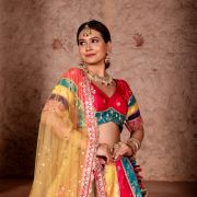 Multi colour Banarasi silk Mosaic lehenga set