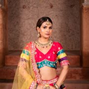 Multi colour Banarasi silk Mosaic lehenga set