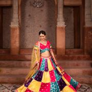 Multi colour Banarasi silk Mosaic lehenga set