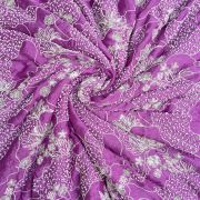 White thread sequin and hand work cut dana embroidery on Mauve purple pure Chinnon fabric