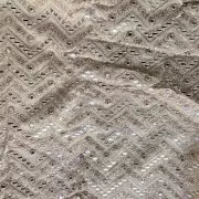 Heavy mirror and sequin embroidery in zig zag on golden cosmos tissue silk fabric