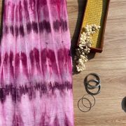 Purple Pink Shibori Tie-Dye Crepe Silk Fabric