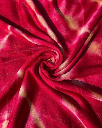 Pink Shibori Tie-Dye Chiffon Fabric with Shimmer Zari Detail