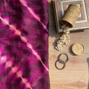 Wine Shibori Tie-Dye Chiffon Fabric with Shimmer Zari Detail