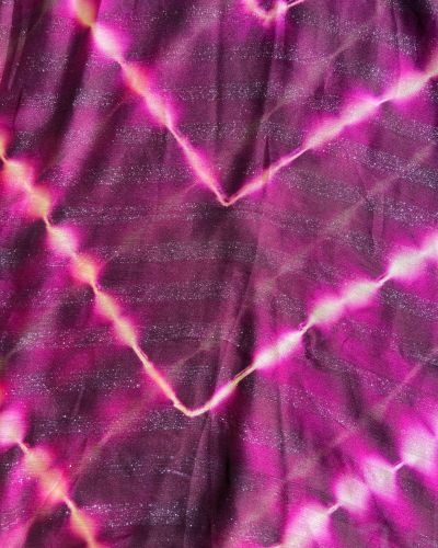 Wine Shibori Tie-Dye Chiffon Fabric with Shimmer Zari Detail