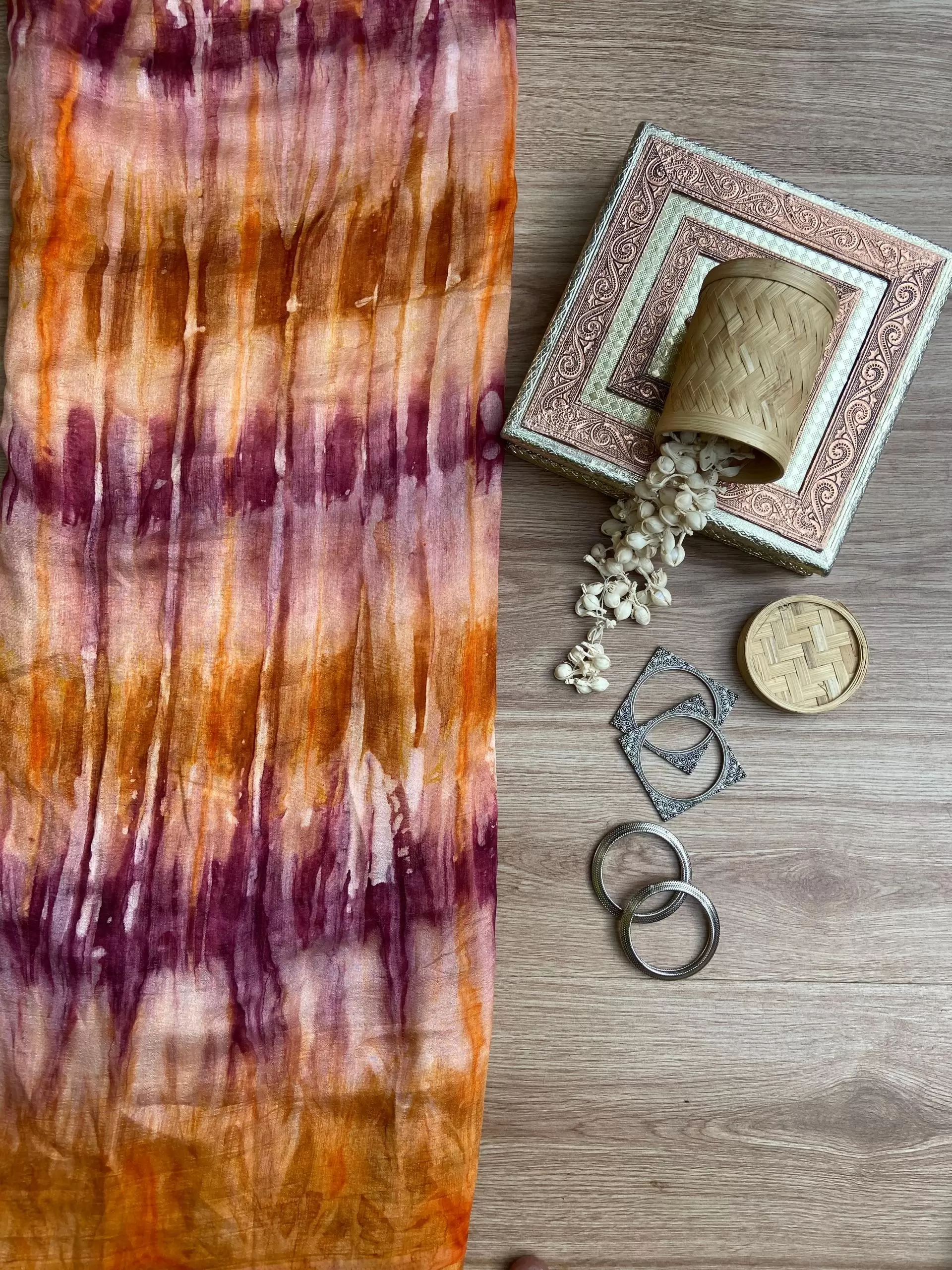 Orange Wine Tie-Dye Crepe Silk Fabric