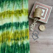 Yellow Green Shibori Tie-Dye Crepe Silk Fabric