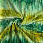 Yellow Green Shibori Tie-Dye Crepe Silk Fabric