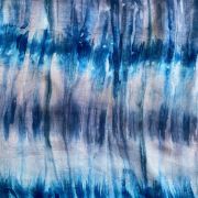 Sky Blue & Navy Blue Tie-Dye Crepe Silk Fabric