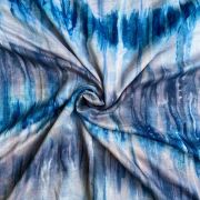 Sky Blue & Navy Blue Tie-Dye Crepe Silk Fabric